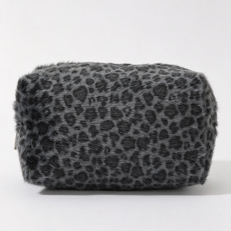 Leopard Print Fluffy Plush Pouch