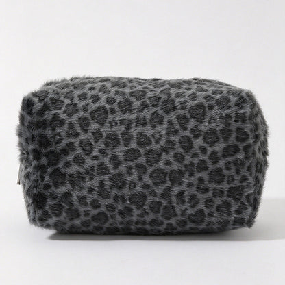 Leopard Print Fluffy Plush Pouch