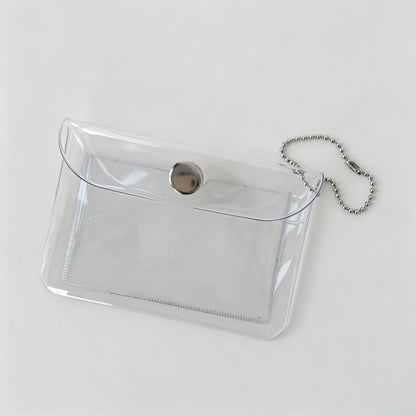 Clear Snap Button Card Pouch With Chain