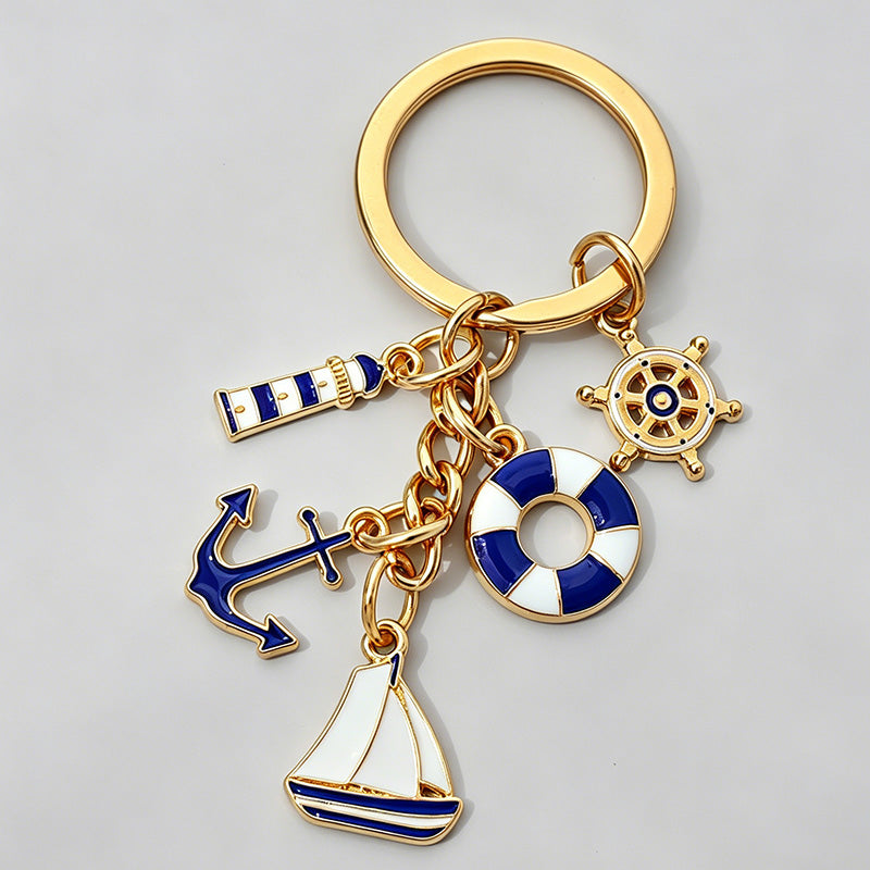 Nautical Ocean Theme Enamel Keychain