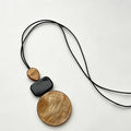 Geometric Resin Pendant Long Leather Rope Necklace