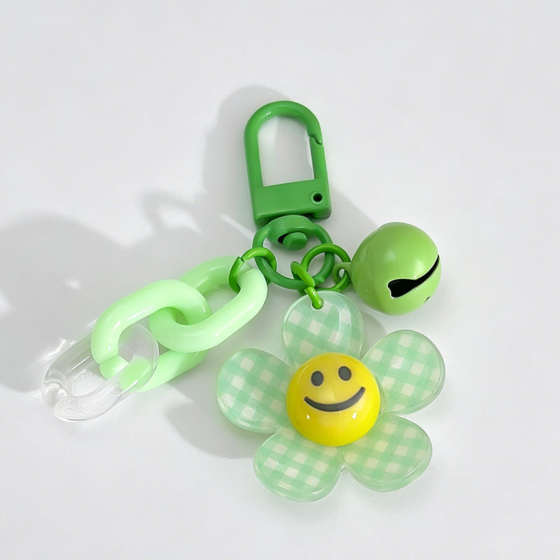 Smiley Face Daisy Flower Keychain