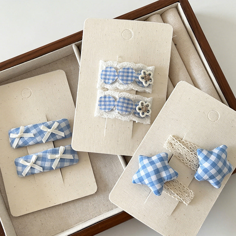 Gingham Bow Hair Clips