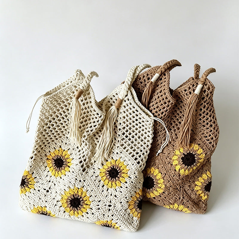 Sunflower Crochet Tote Bag