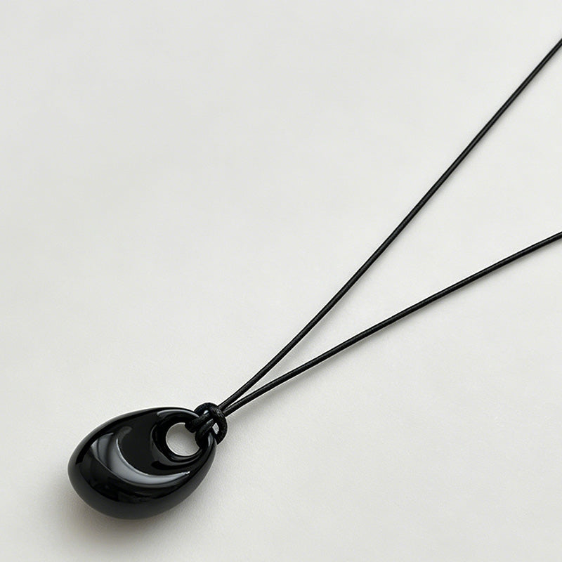 Elegant Minimalist Geometric Bean Pendant Long Necklace