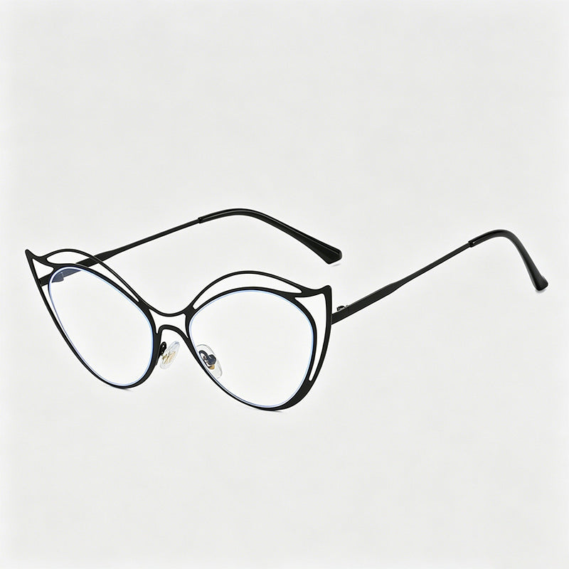 Irregular Double-Layer Hollow Metal Cat-Eye Glasses