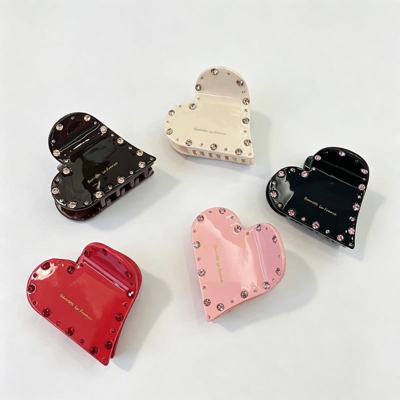 Rhinestone Heart Claw Clip