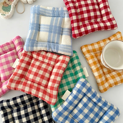 Colorful Quilted Plaid Cotton Coasters for Table
