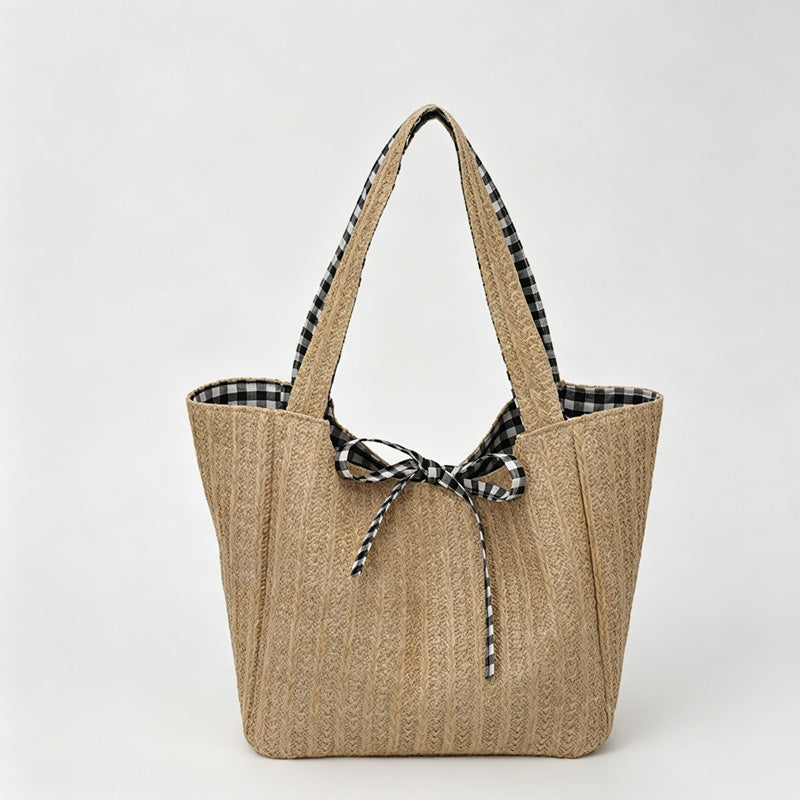 Gingham Trim Tote Bag