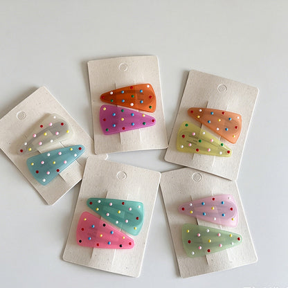 Colorful Jelly Polka Dot Triangle BB Clips 2PCS Set