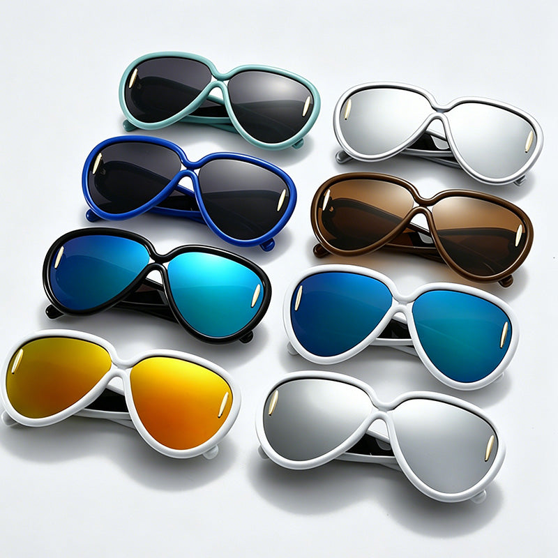 Oversized Hollow Temple Aviator Sunglasses