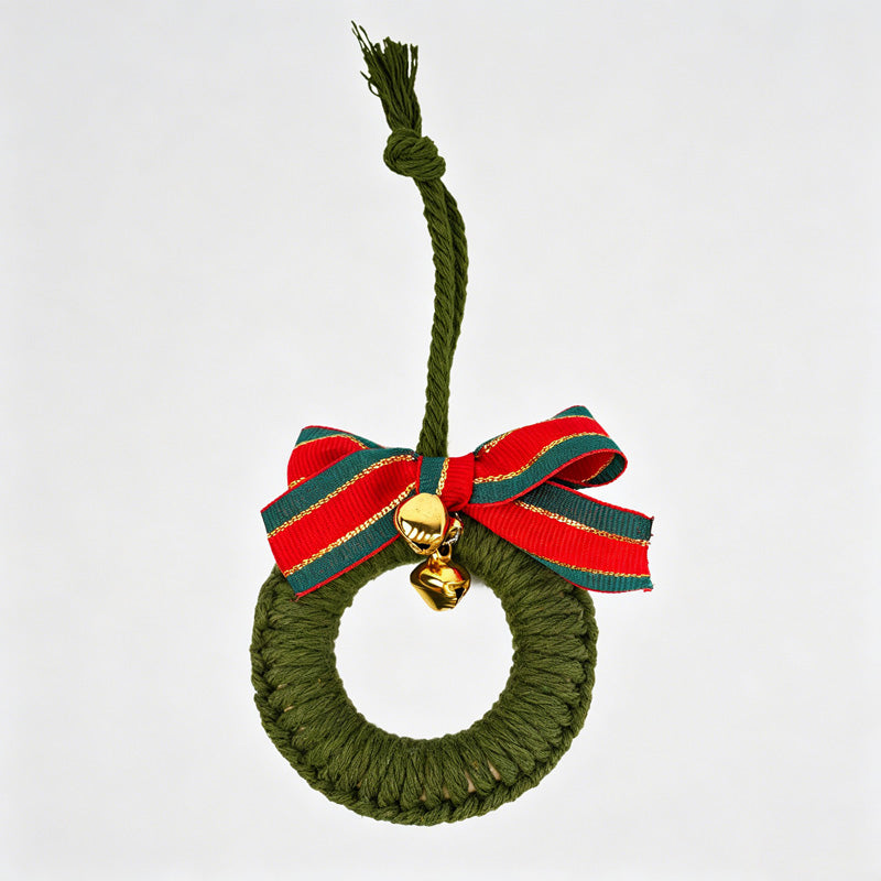 Hand Knitted Mini Wreath Ornament Hanging