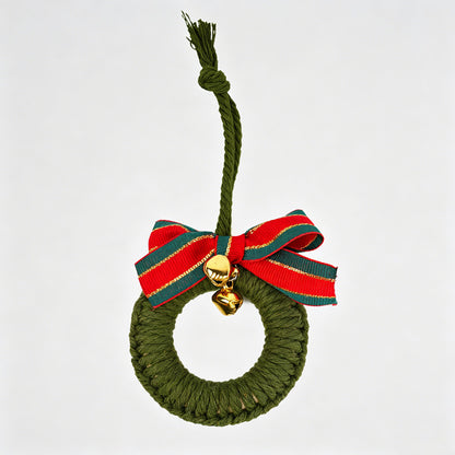 Hand Knitted Mini Wreath Ornament Hanging