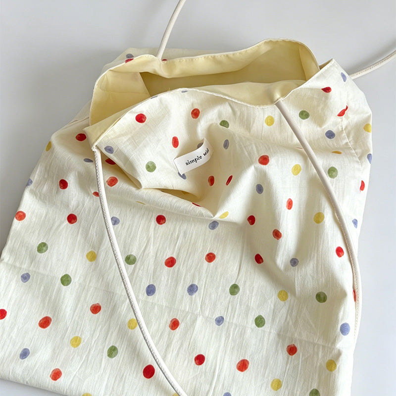 Minimalist Polka Dot Cotton Shoulder Bag