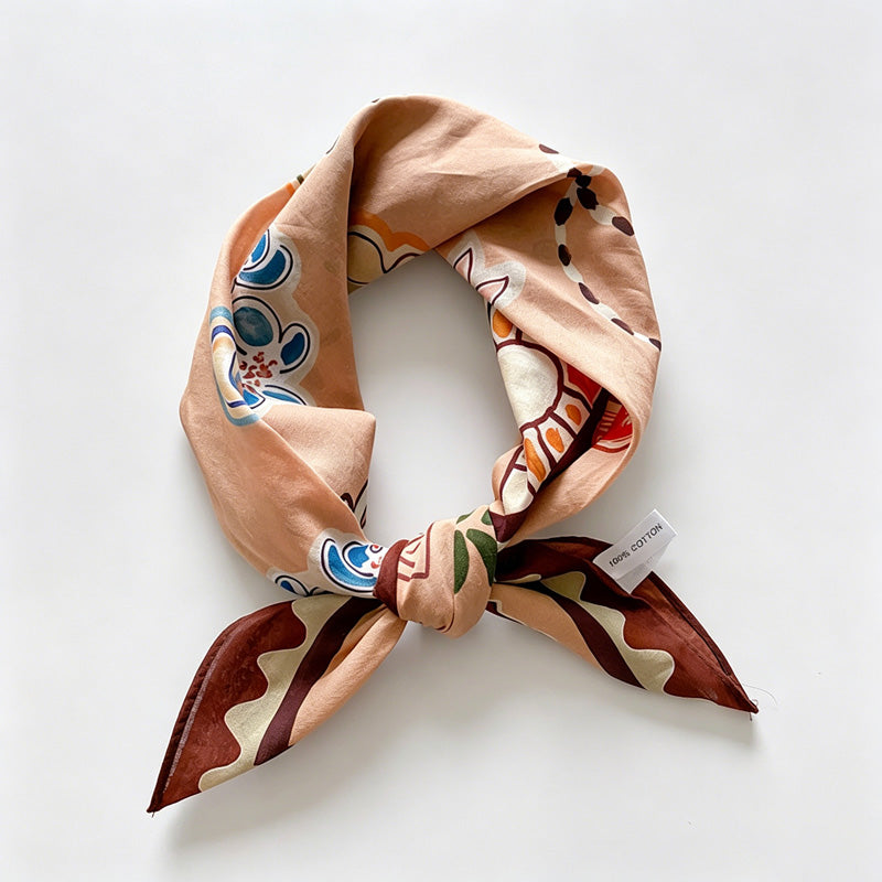 Wave Water Print Square Bandana Scarf