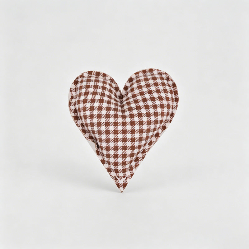 Plaid Dot Print Stuffed Heart Ornament