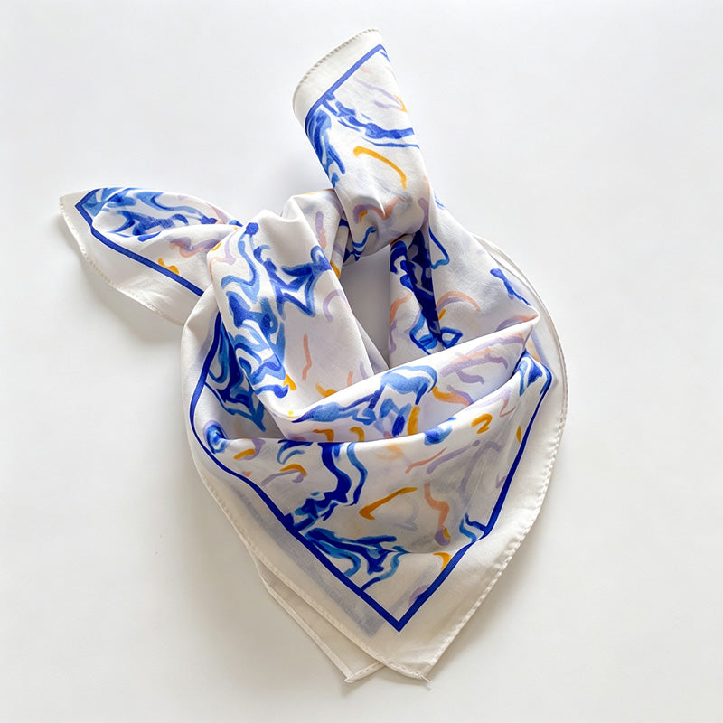 Wave Water Print Square Bandana Scarf