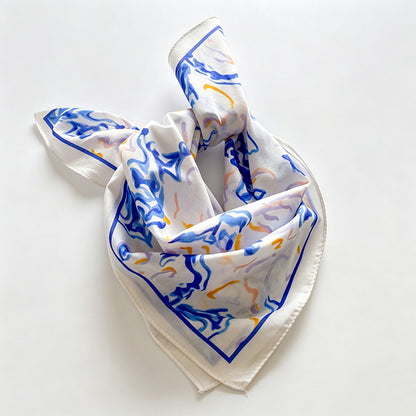 Wave Water Print Square Bandana Scarf