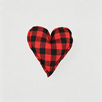 Plaid Dot Print Stuffed Heart Ornament