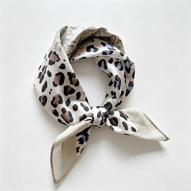 Leopard Print Square Bandana Scarf