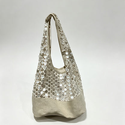 Sparkly Sequins Two-Tone Shoulder Tote Bag