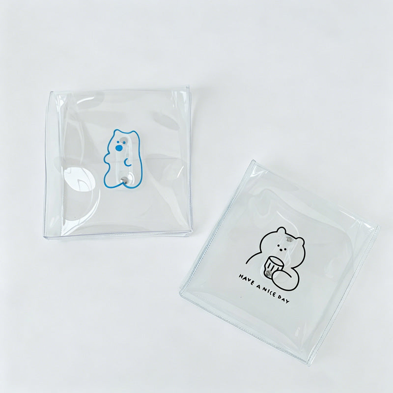 Clear Bear Print Storage Pouch Makeup Pencil Case