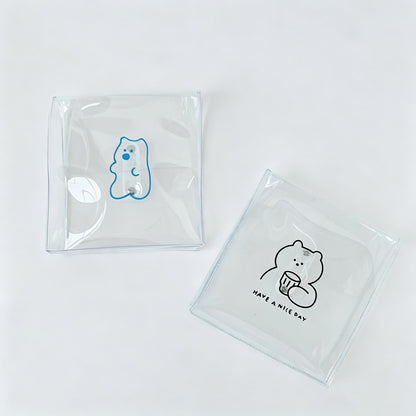 Clear Bear Print Storage Pouch Makeup Pencil Case