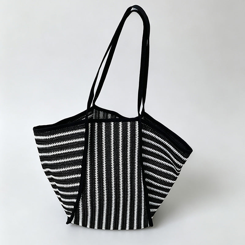 Striped Knit Tote Bag