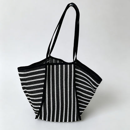 Striped Knit Tote Bag