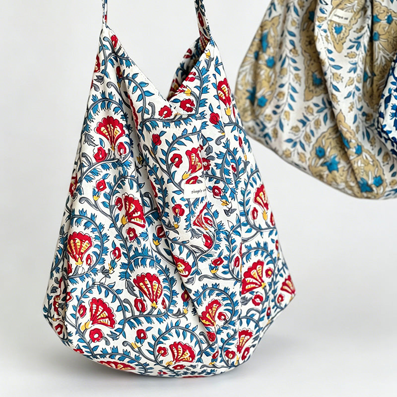Modern Artistic Floral Print Cotton Tote Bag