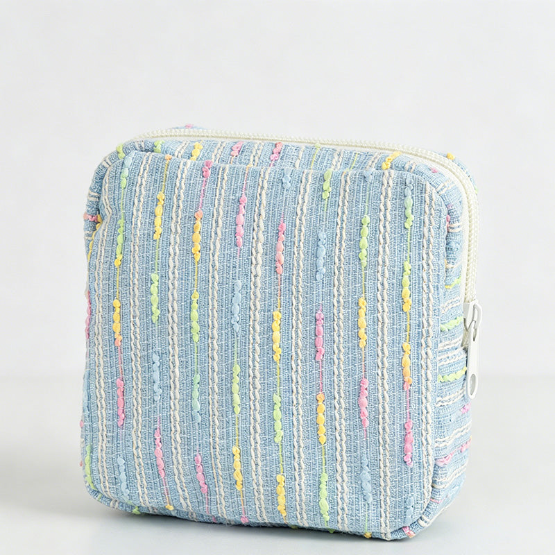 Colorful Striped Square Cosmetic Pouch