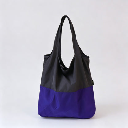 Two-Tone Spliced Foldable Shopping Tote
