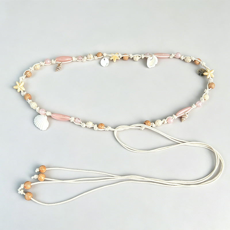 Hand-woven Wax Cord Beaded Waist Belt