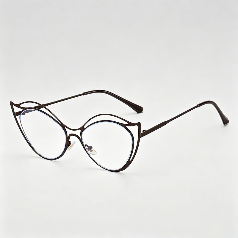 Irregular Double-Layer Hollow Metal Cat-Eye Glasses