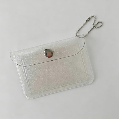 Clear Snap Button Card Pouch With Chain