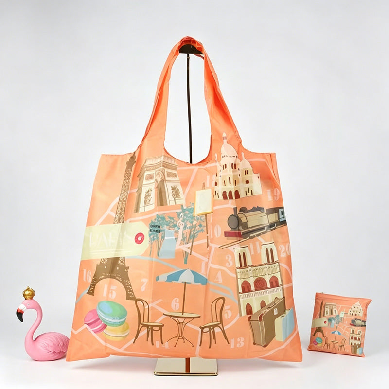 Foldable City Landmark Shopping Tote Bag