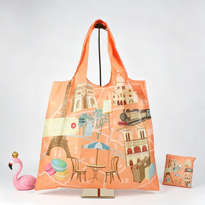 Foldable City Landmark Shopping Tote Bag