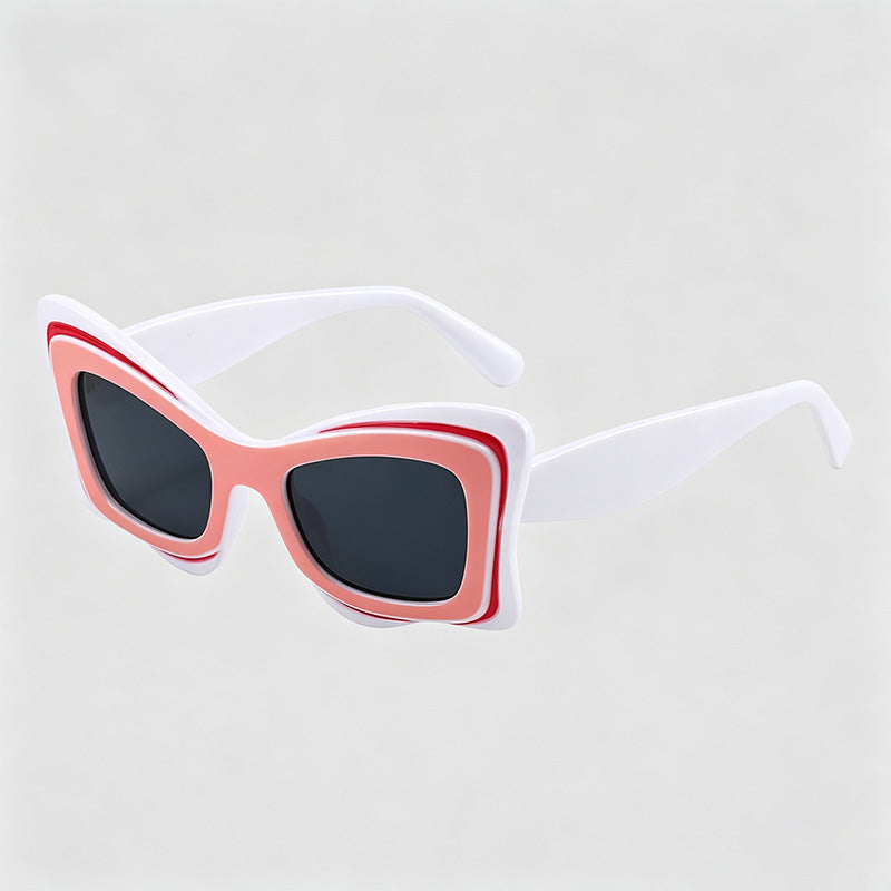 Double-Layer Wavy Butterfly Irregular Cat Eye Sunglasses