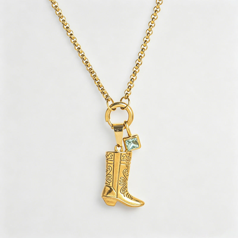 Cowboy Boot Pendant Necklace