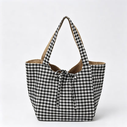 Gingham Trim Tote Bag