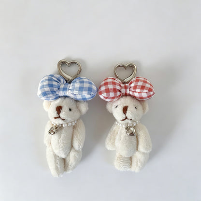 Plush Bear Bow Keychain Bag Charm