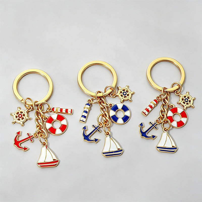 Nautical Ocean Theme Enamel Keychain