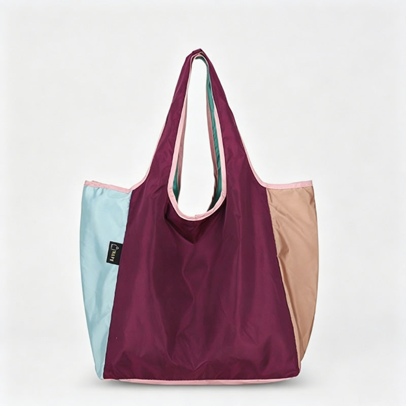 Multi-Color Patchwork Foldable Shopping Tote Bag