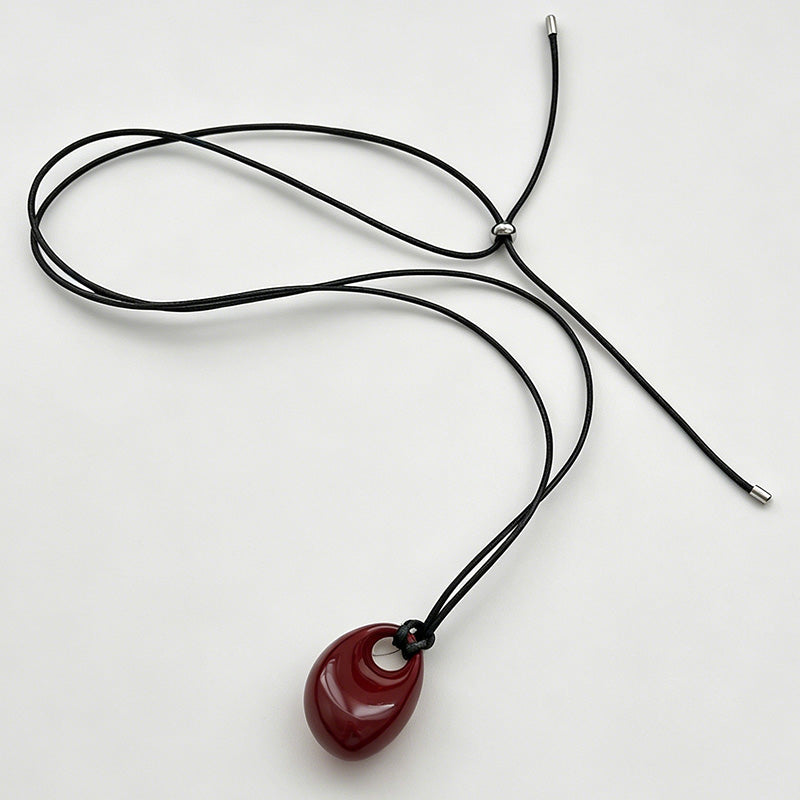 Elegant Minimalist Geometric Bean Pendant Long Necklace