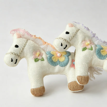 2PCS Playful Pony Cloth Daily Fashion Brooch Set