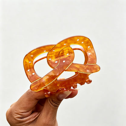Pretzel & Croissant Acrylic Hair Claw Clip
