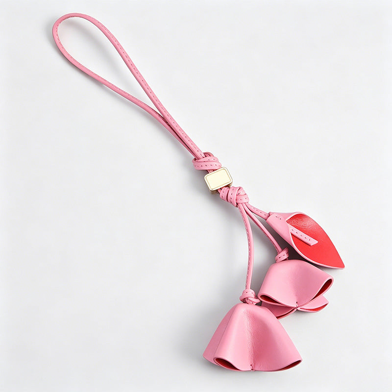 Premium PU Leather 3D Flower Bag Charm