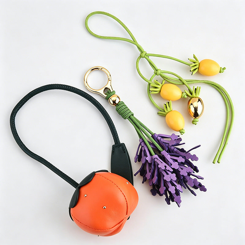 Premium Lavender & Fruit Faux Leather Bag Charm