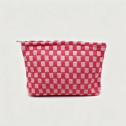 Capacity Checkerboard Knitted Storage Pouch