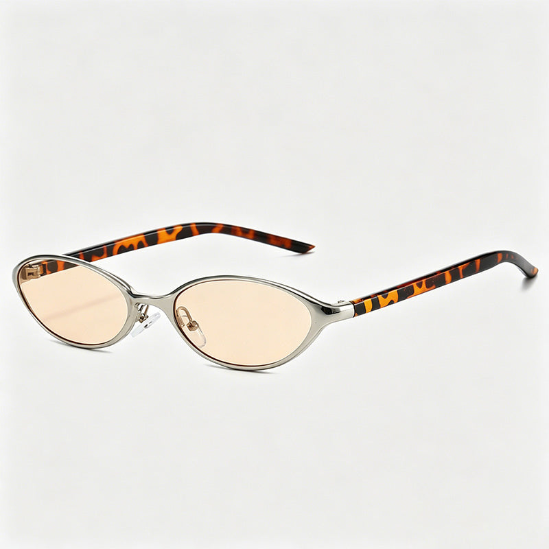 Vintage Slim Oval Metal Frame Y2K Fashion Sunglasses